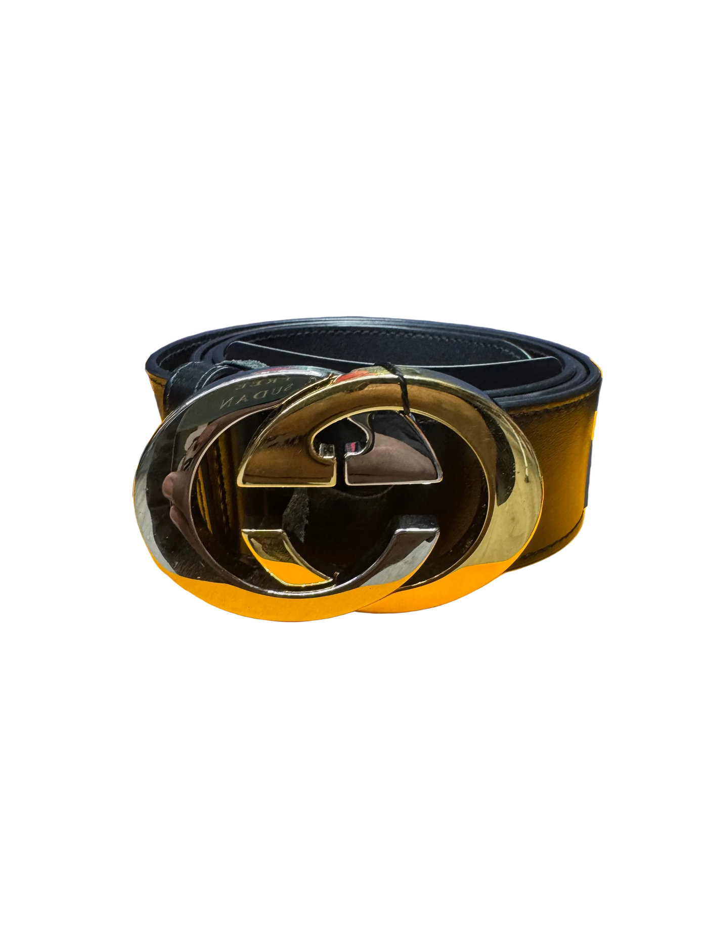 Gucci GG Gold Buckle Leather Belt