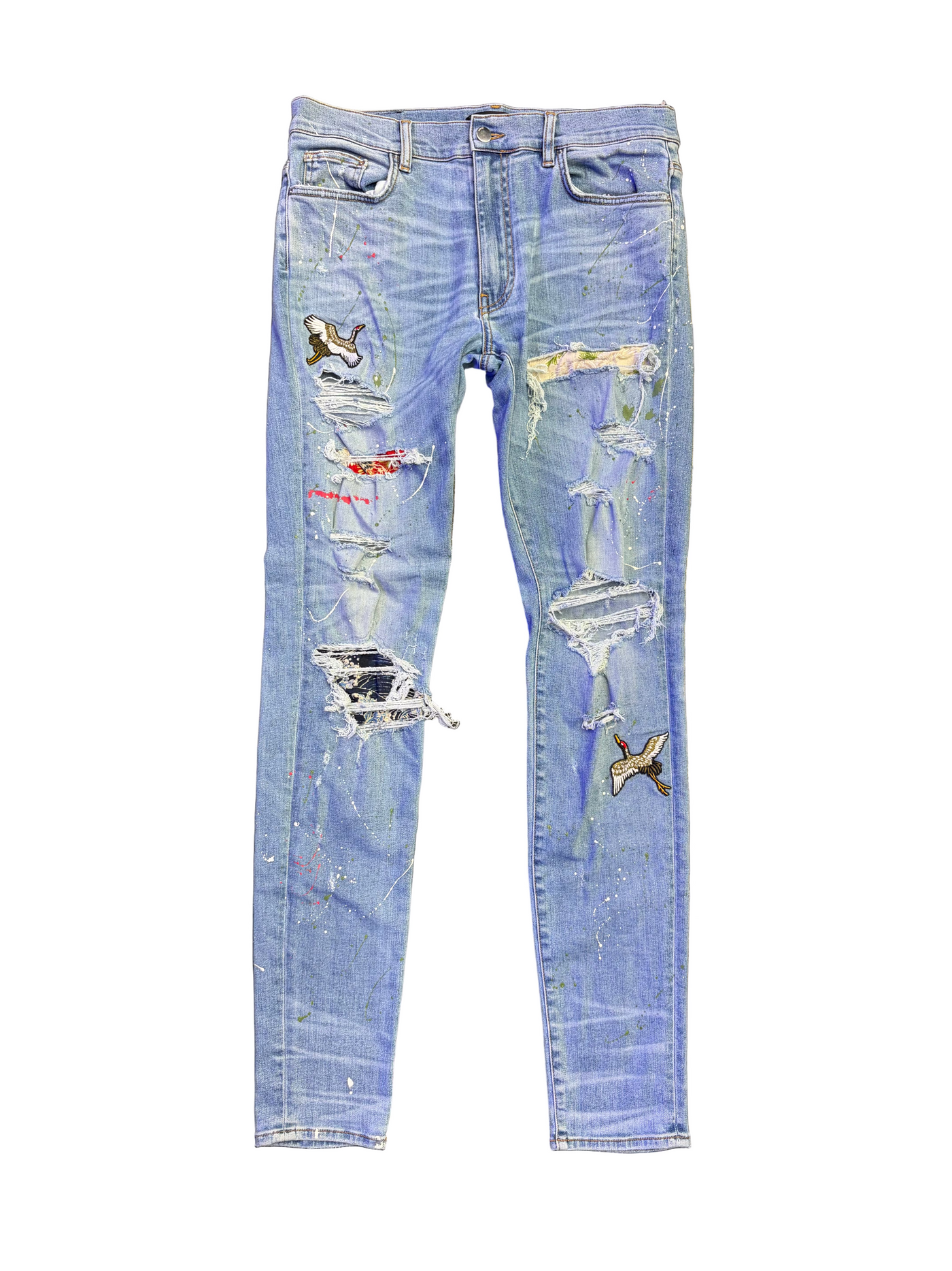 Amiri Rosebowl Art Patch Jeans Indigo