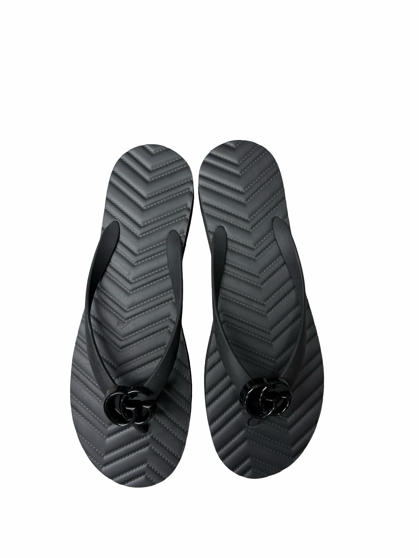 Gucci GG Rubber Thong Sandals Black