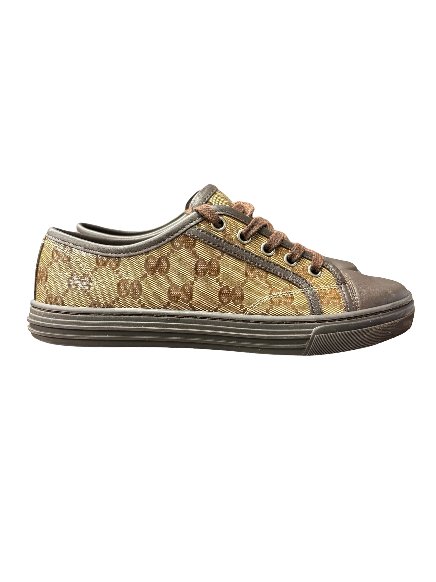 Gucci GG Leather Canvas Sneakers Brown