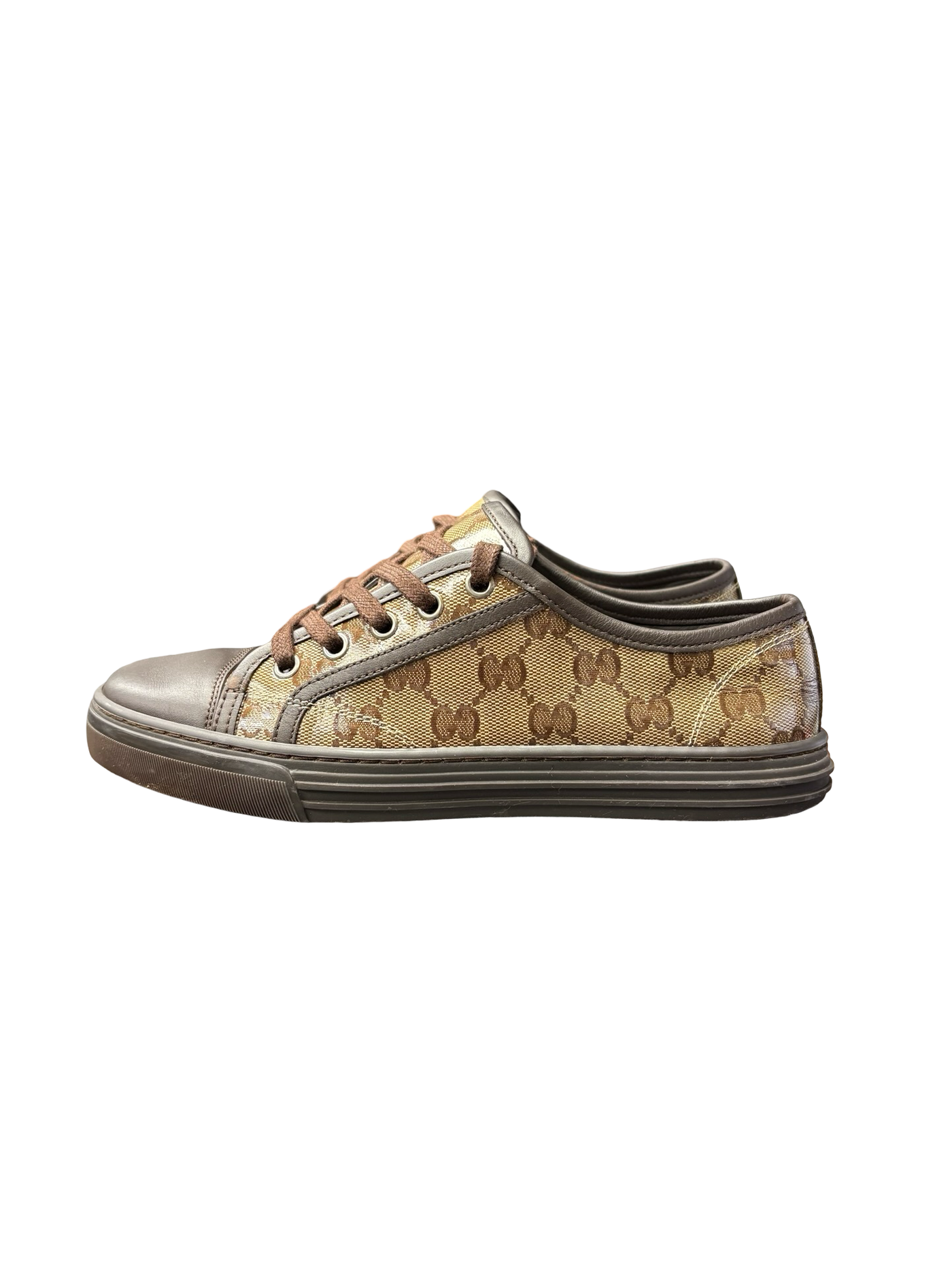 Gucci GG Leather Canvas Sneakers Brown