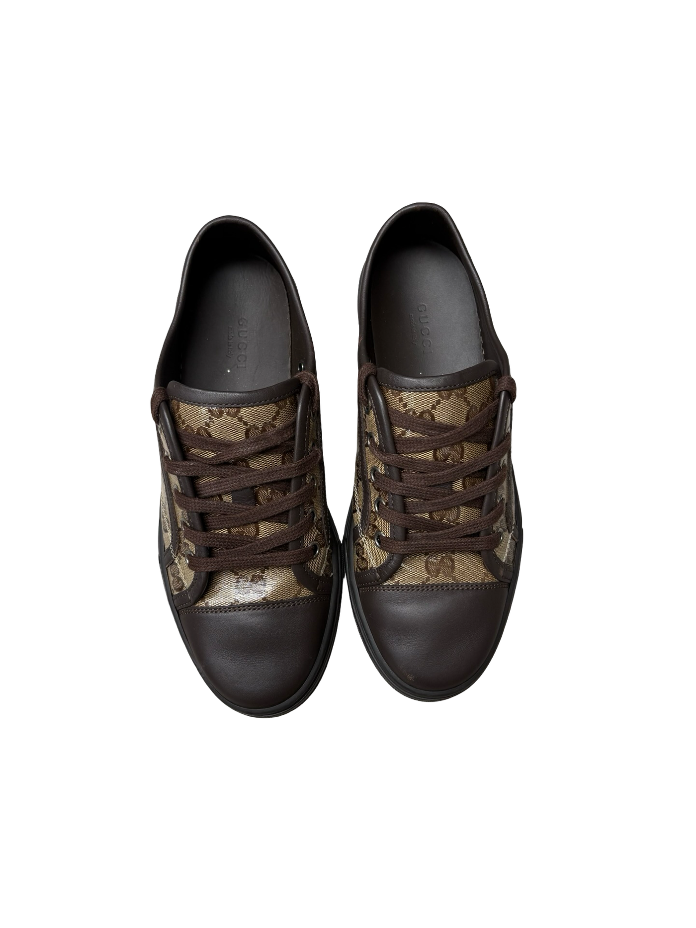 Gucci GG Leather Canvas Sneakers Brown