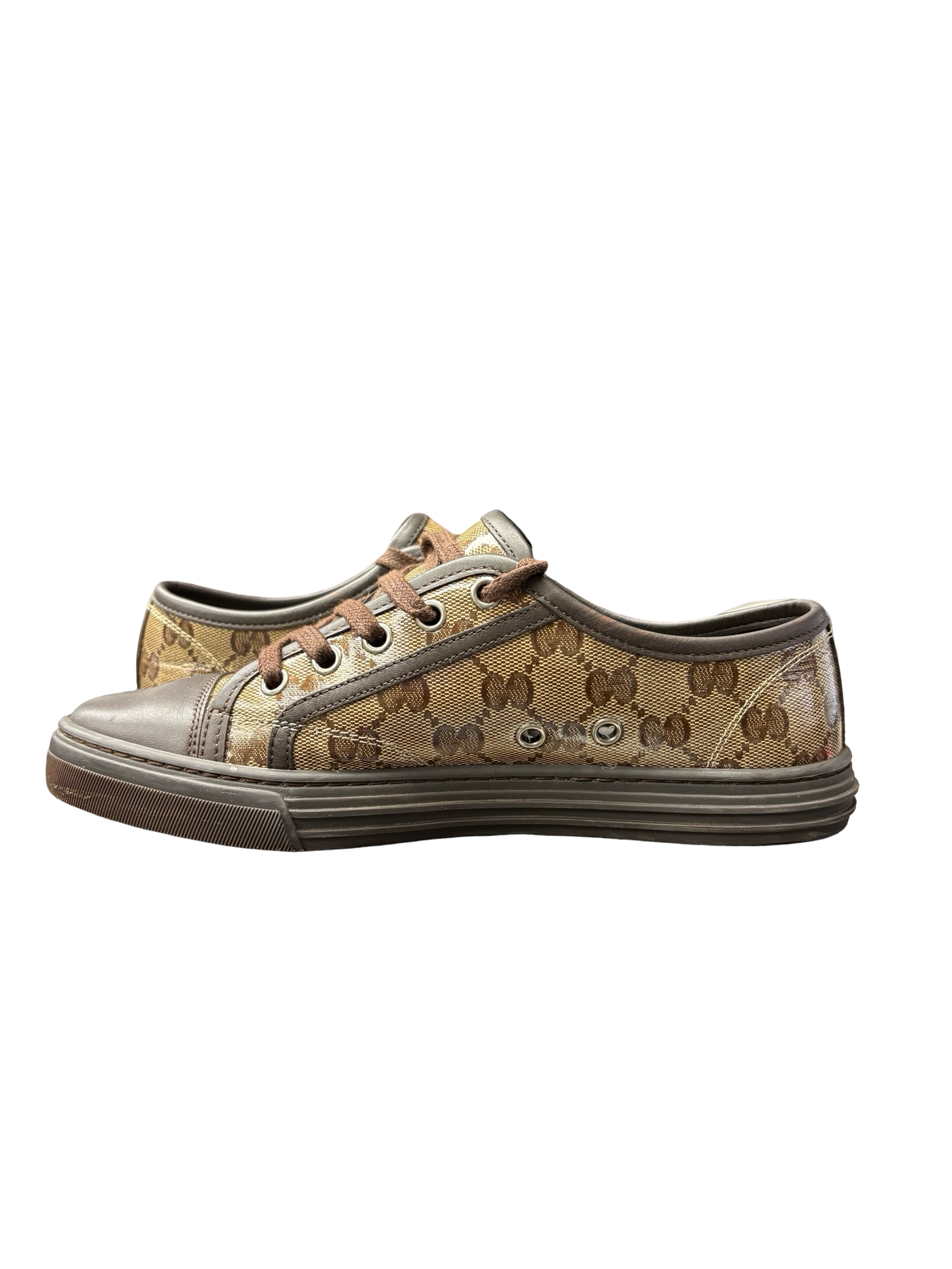 Gucci GG Leather Canvas Sneakers Brown