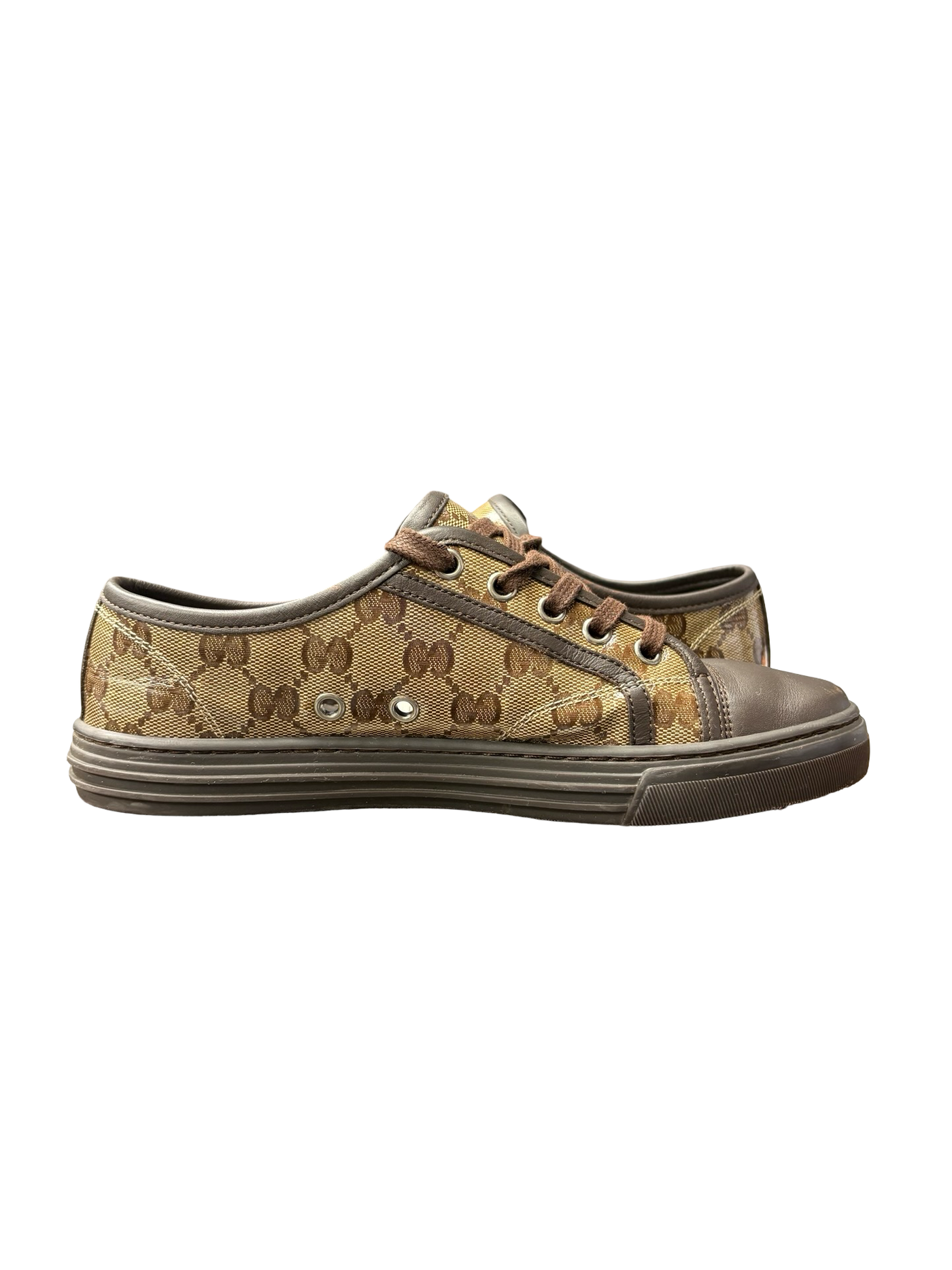 Gucci GG Leather Canvas Sneakers Brown