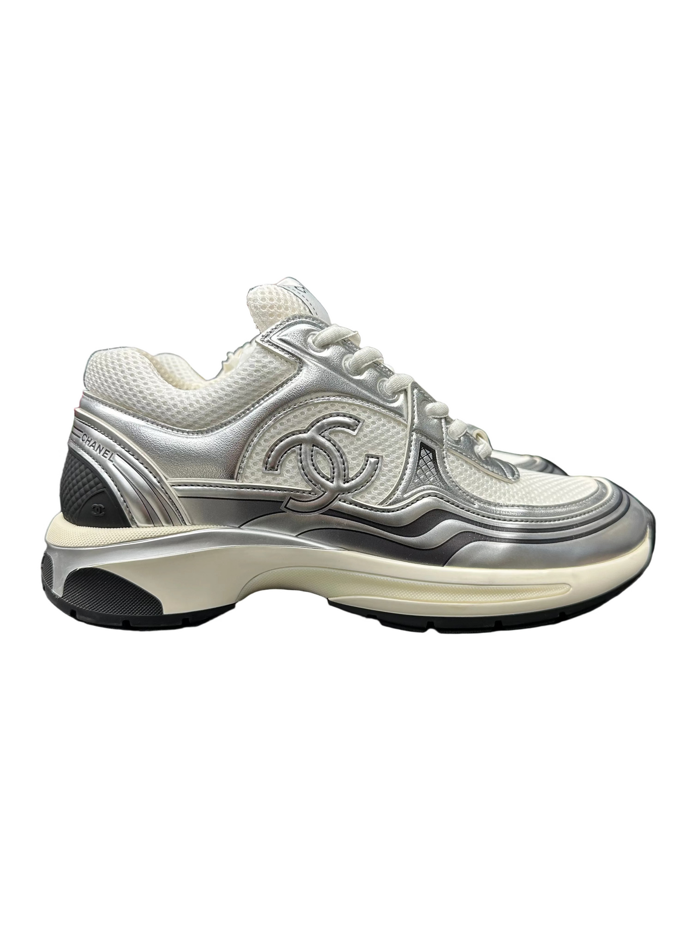 Wmns Chanel CC Logo Sneaker White Silver