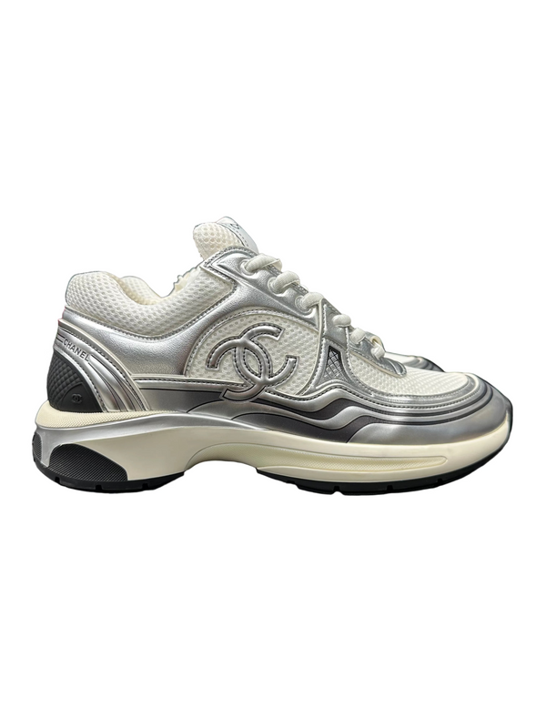 Wmns Chanel CC Logo Sneaker White Silver
