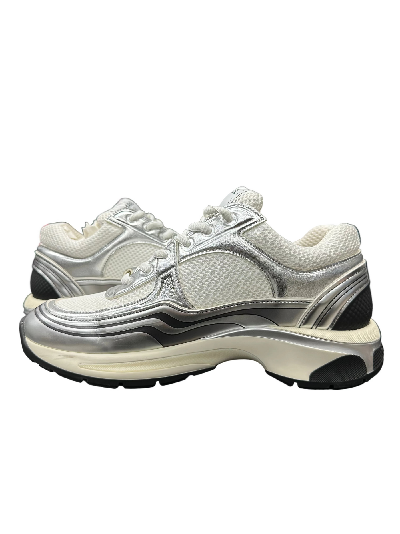 Wmns Chanel CC Logo Sneaker White Silver