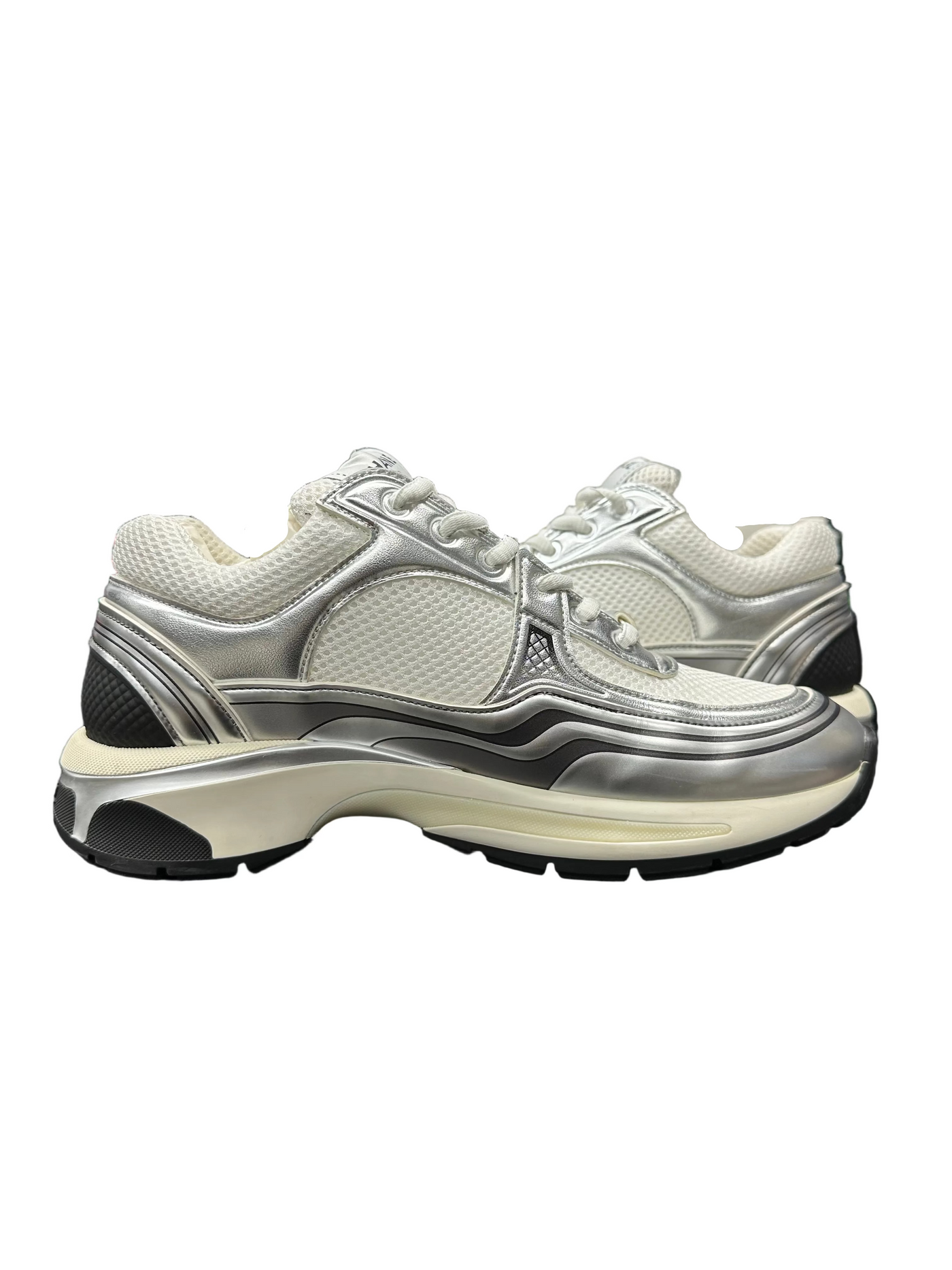 Wmns Chanel CC Logo Sneaker White Silver
