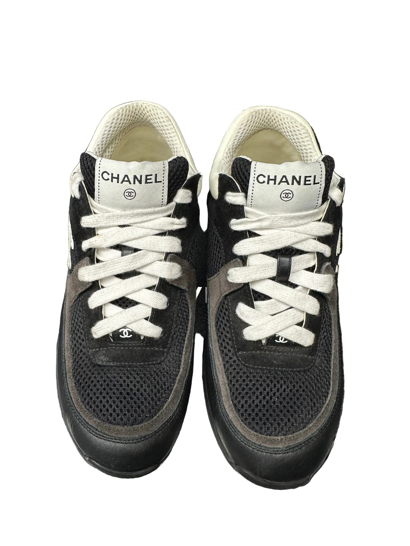 Chanel CC Logo Black & White Sneakers
