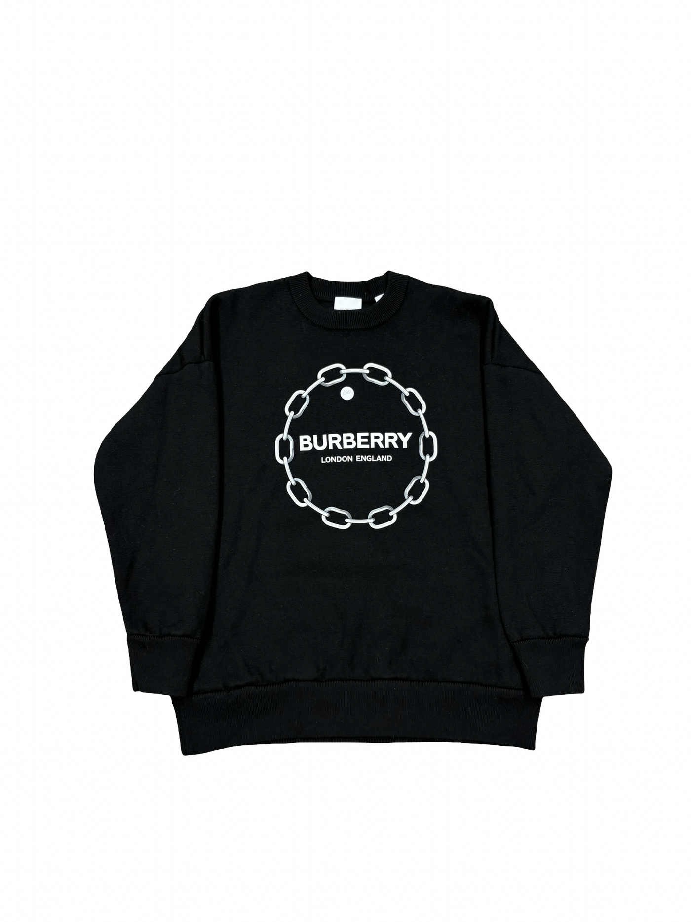 Burberry Chain Print Logo Graphic Crewneck Sweatshirt Black