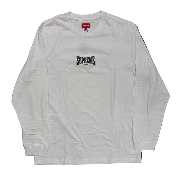 Supreme Woven Label L/S Tee White