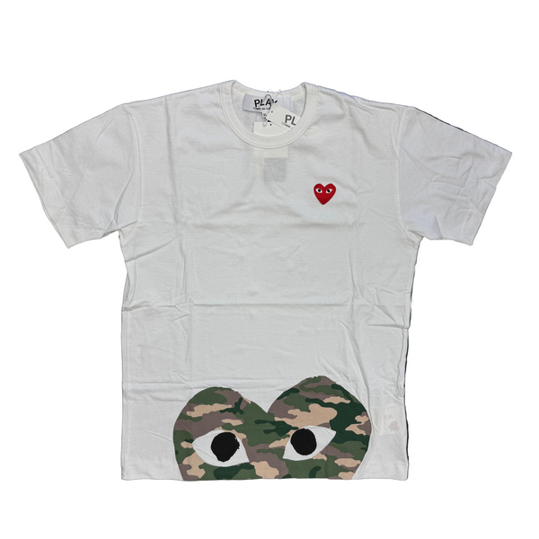 CDG PLAY Camouflage Edge Heart T-Shirt White