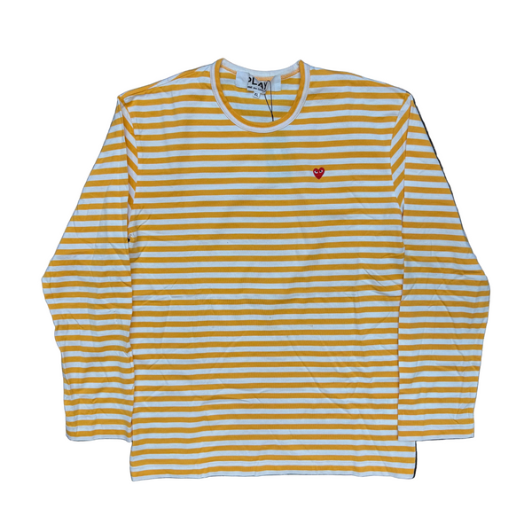 CDG PLAY Pastelle Striped L/S T-Shirt Yellow White