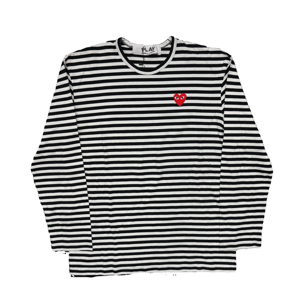 CDG PLAY Pastelle Striped L/S T-Shirt Black White