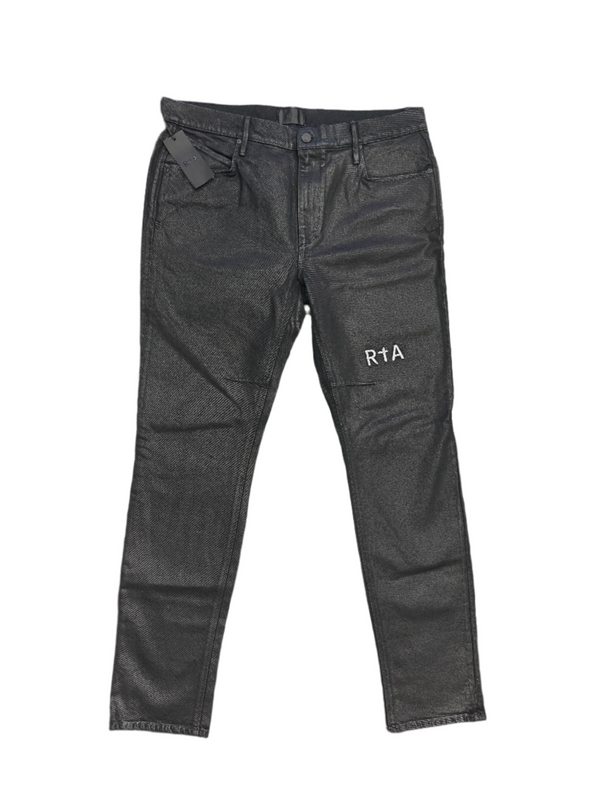 RTA Logo Embroidered Denim Jeans Black