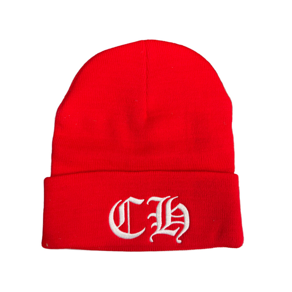 Chrome Heart CH Logo Beanie Red