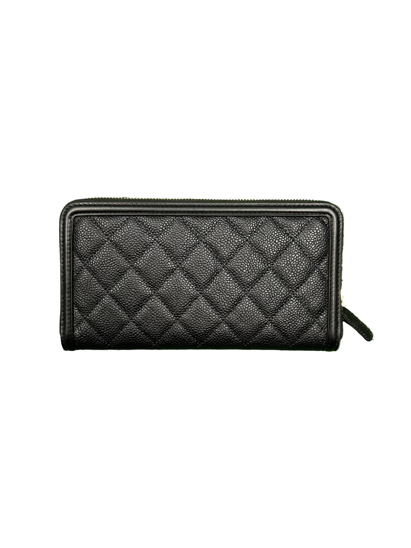 Chanel Caviar Skin Filigree Zip Around Wallet