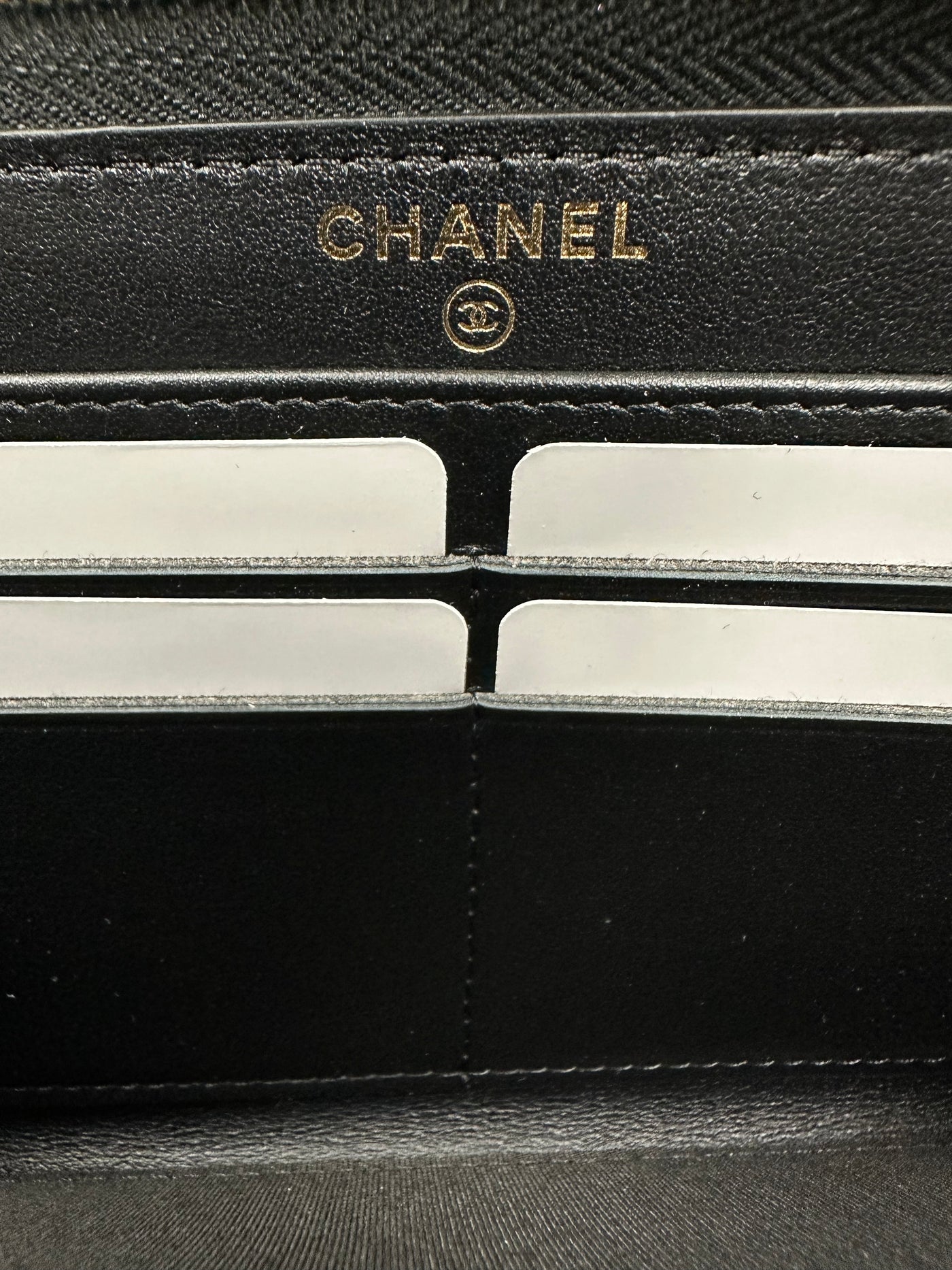 Chanel Caviar Skin Filigree Zip Around Wallet