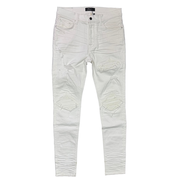 Amiri MX1 Distressed Jeans White