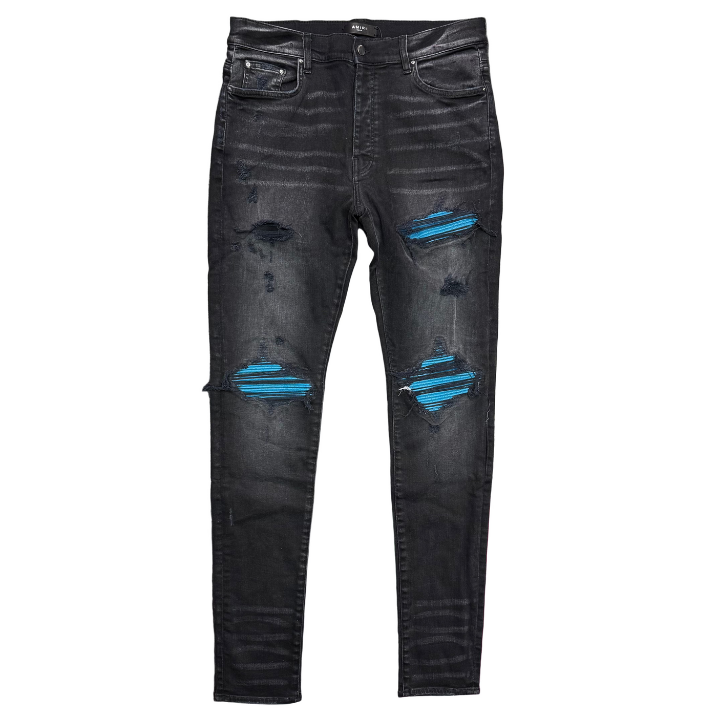 Amiri MX1 Cracked Paint Jeans Aged Black