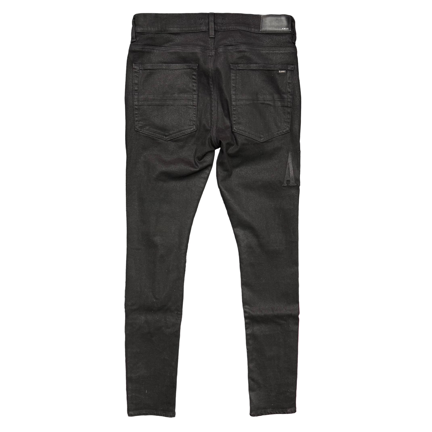 Amiri Appliquéd Logo Distressed Jeans Black