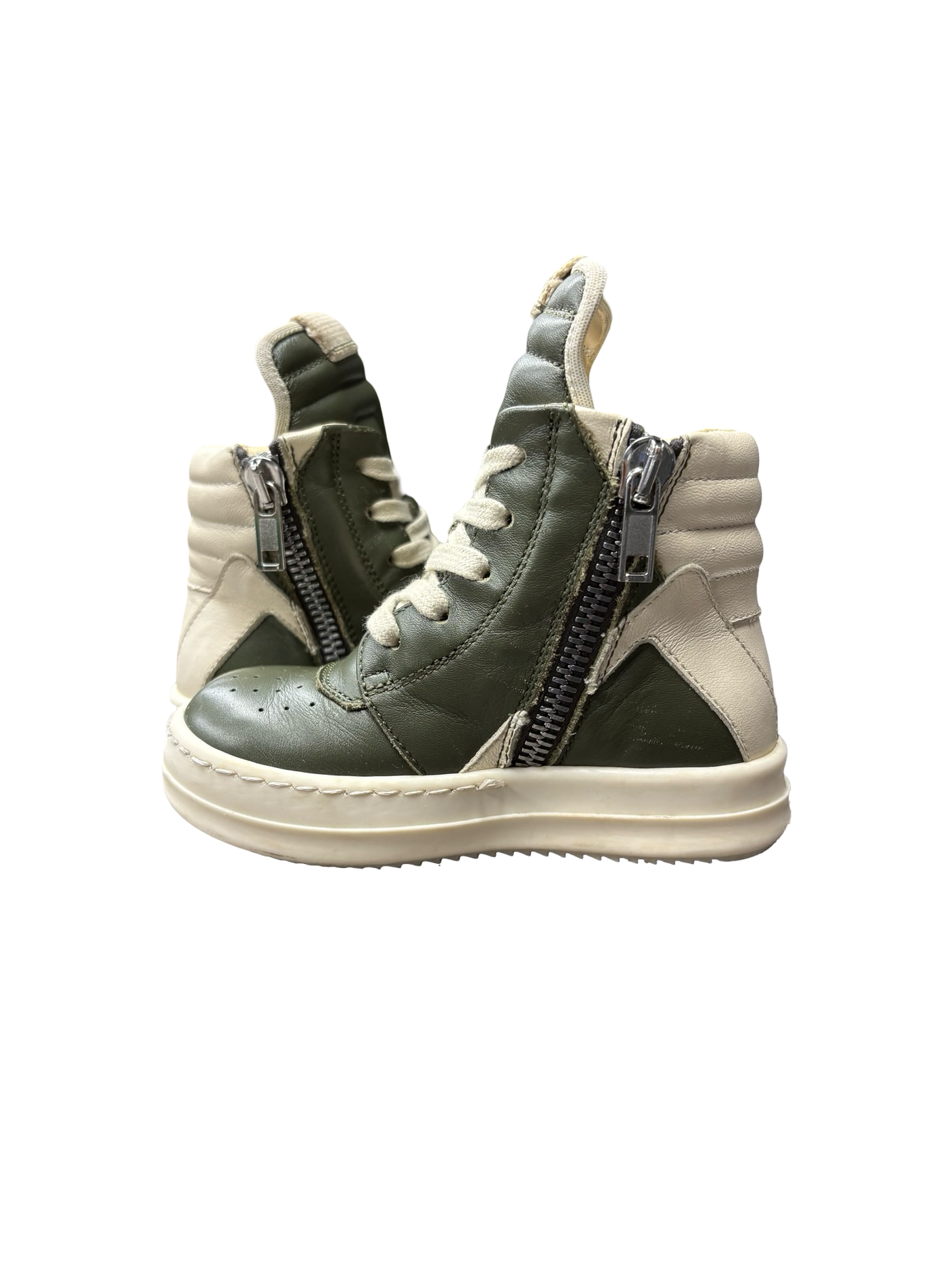Rick Owens Green Milk BabyGeo Toddler High-Top Sneakers Olive Green