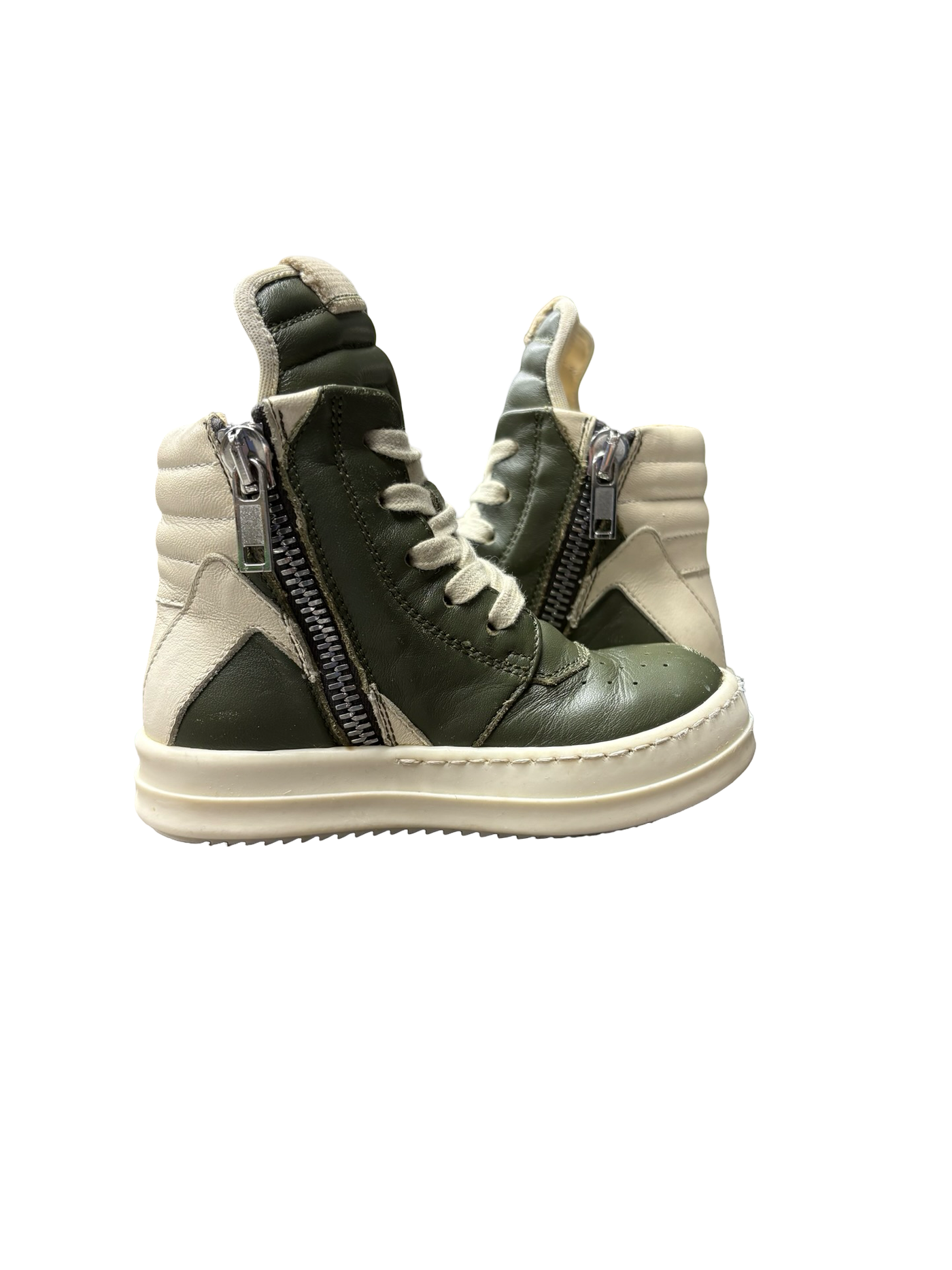 Rick Owens Green Milk BabyGeo Toddler High-Top Sneakers Olive Green