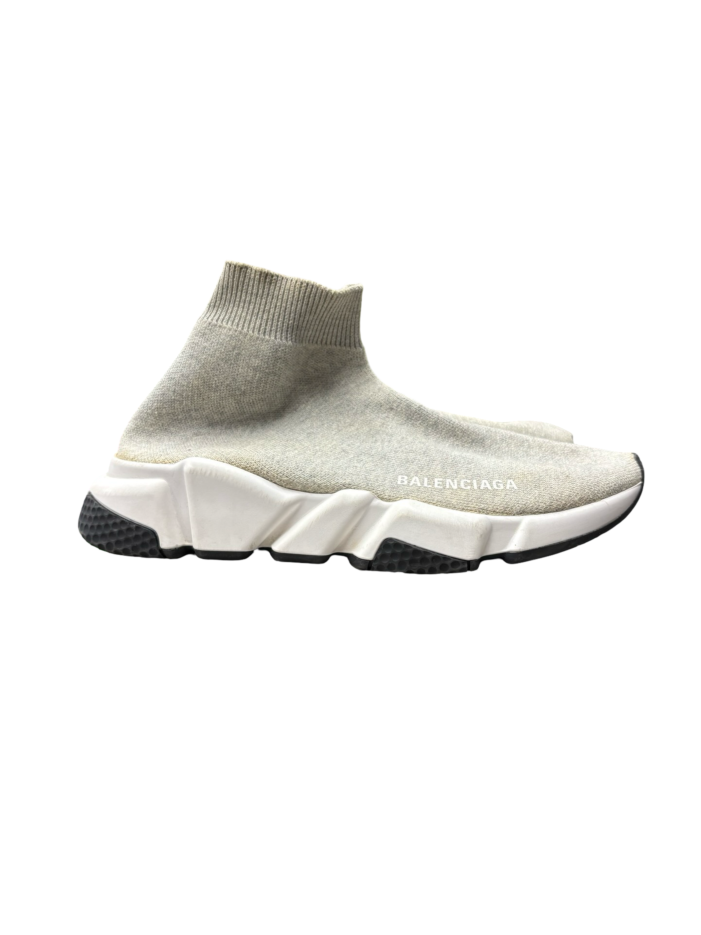 Balenciaga Speed Trainers Knit Slip On High Top Sneakers Grey