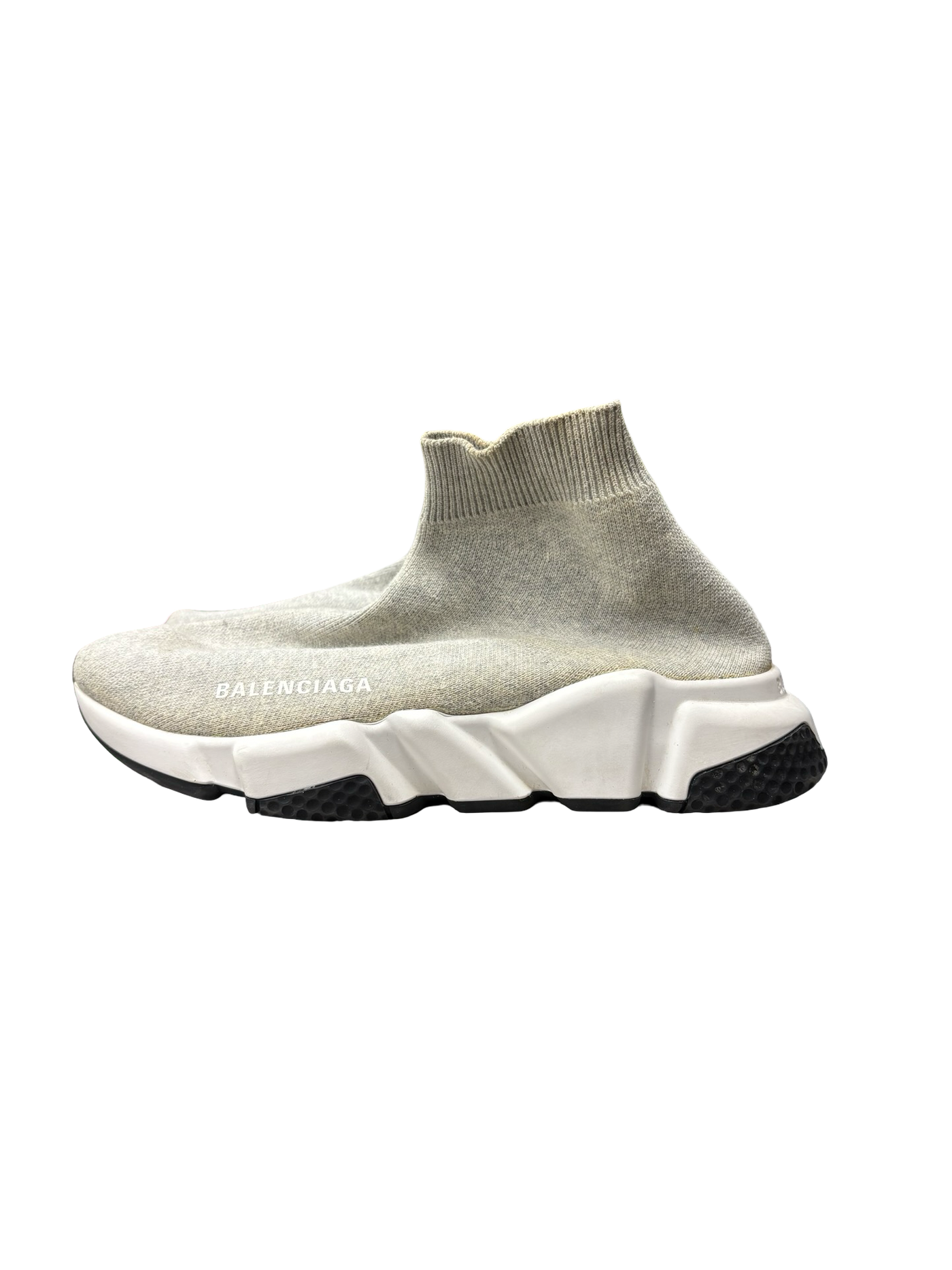 Balenciaga Speed Trainers Knit Slip On High Top Sneakers Grey