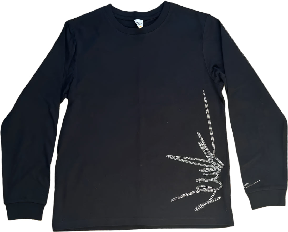 NewYrrk Black Long Sleeve Shirt Side Logo w/ White Crystal