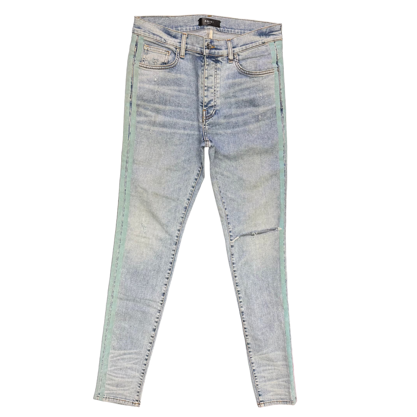 Amiri Side Stripe Distressed Jeans Indigo
