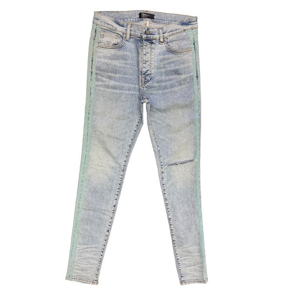 Amiri Side Stripe Distressed Jeans Indigo