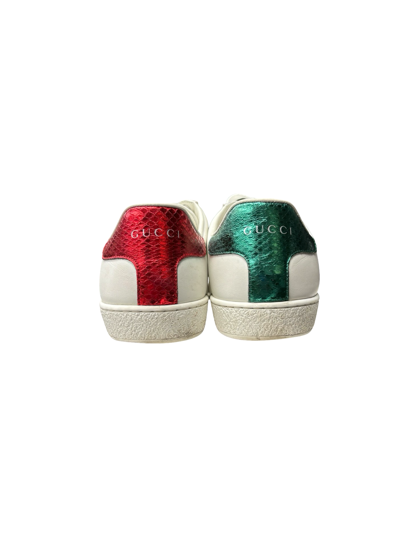 Gucci Ace Red Heart Applique Leather Sneakers