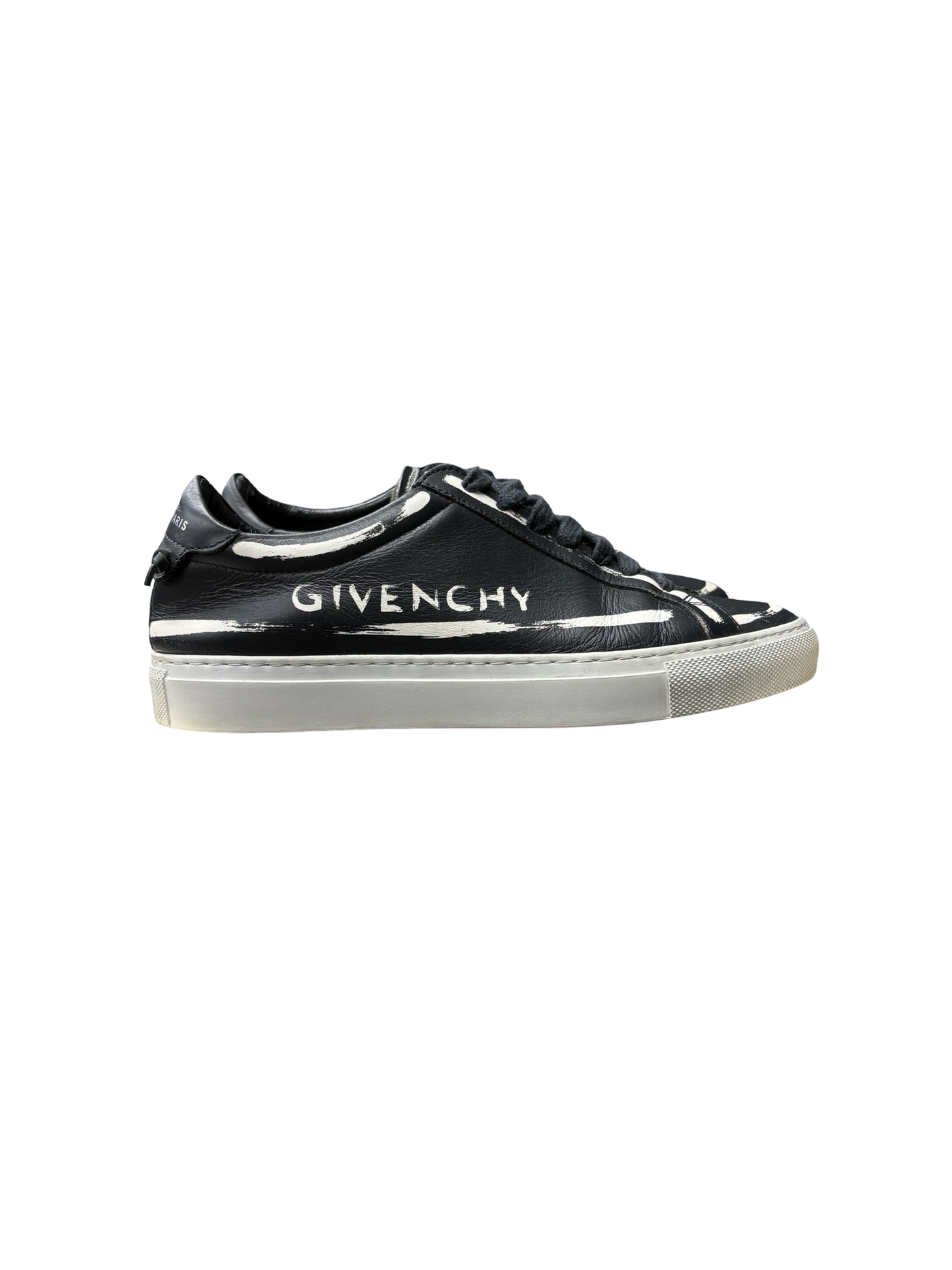 Givenchy Black Leather Urban Street Low Top Sneakers Black/White