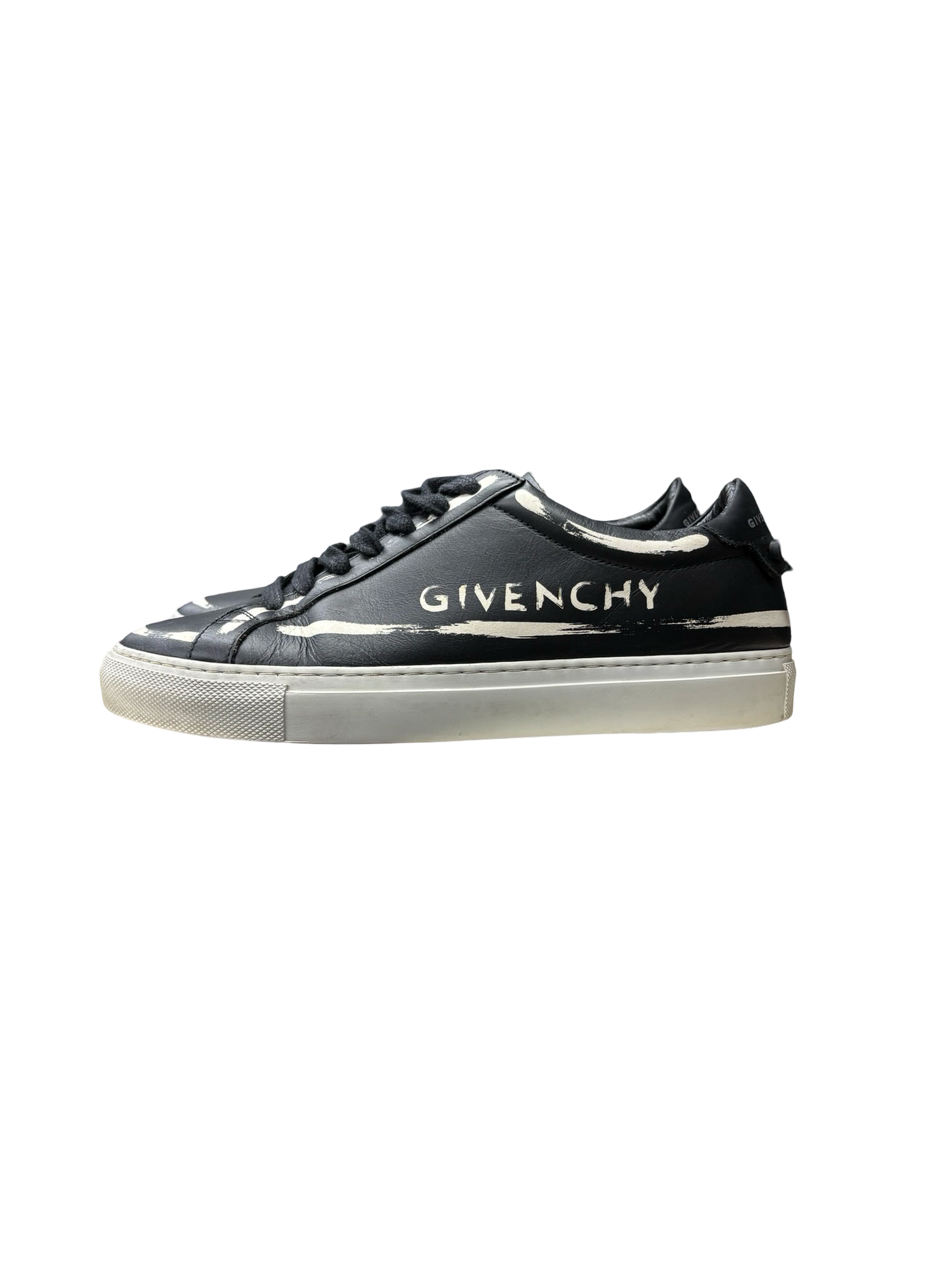 Givenchy Black Leather Urban Street Low Top Sneakers Black/White