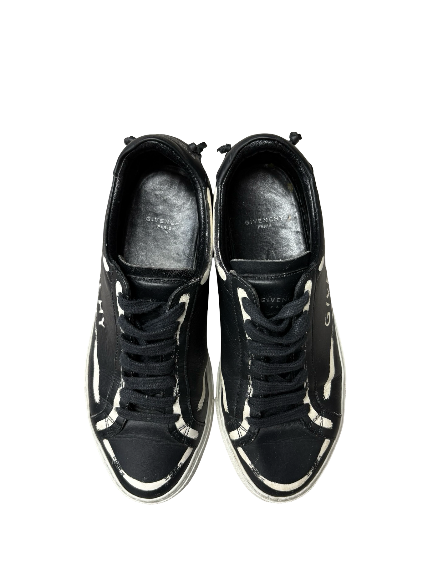 Givenchy Black Leather Urban Street Low Top Sneakers Black/White