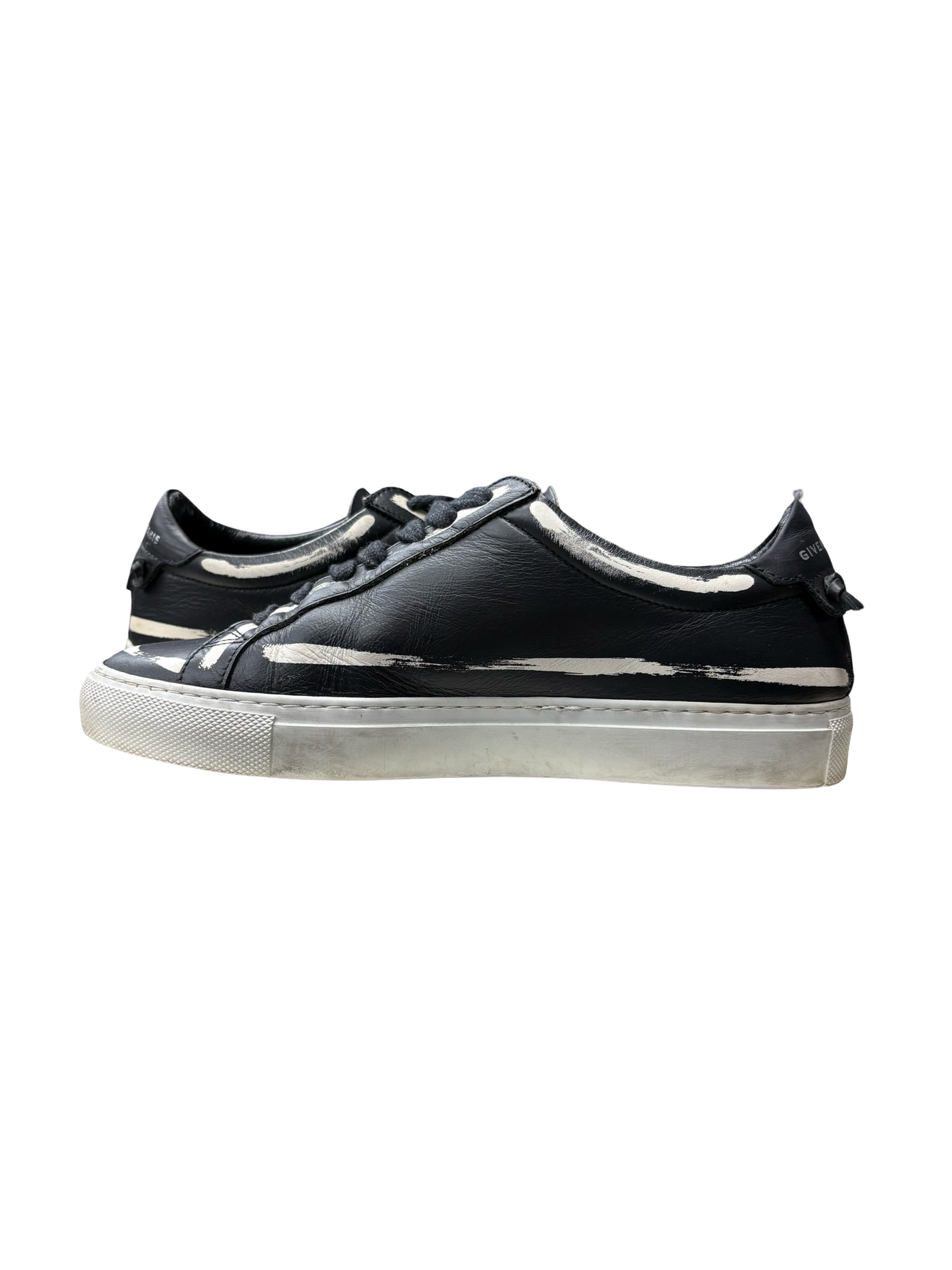 Givenchy Black Leather Urban Street Low Top Sneakers Black/White