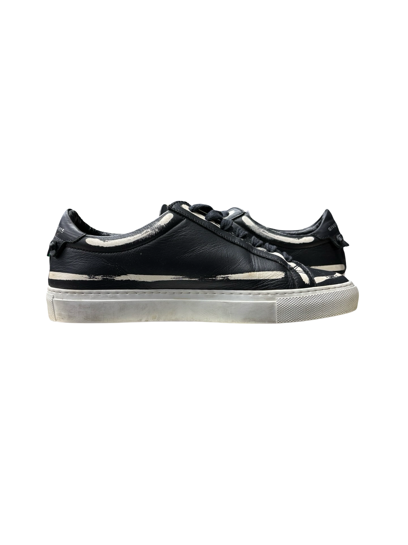 Givenchy Black Leather Urban Street Low Top Sneakers Black/White