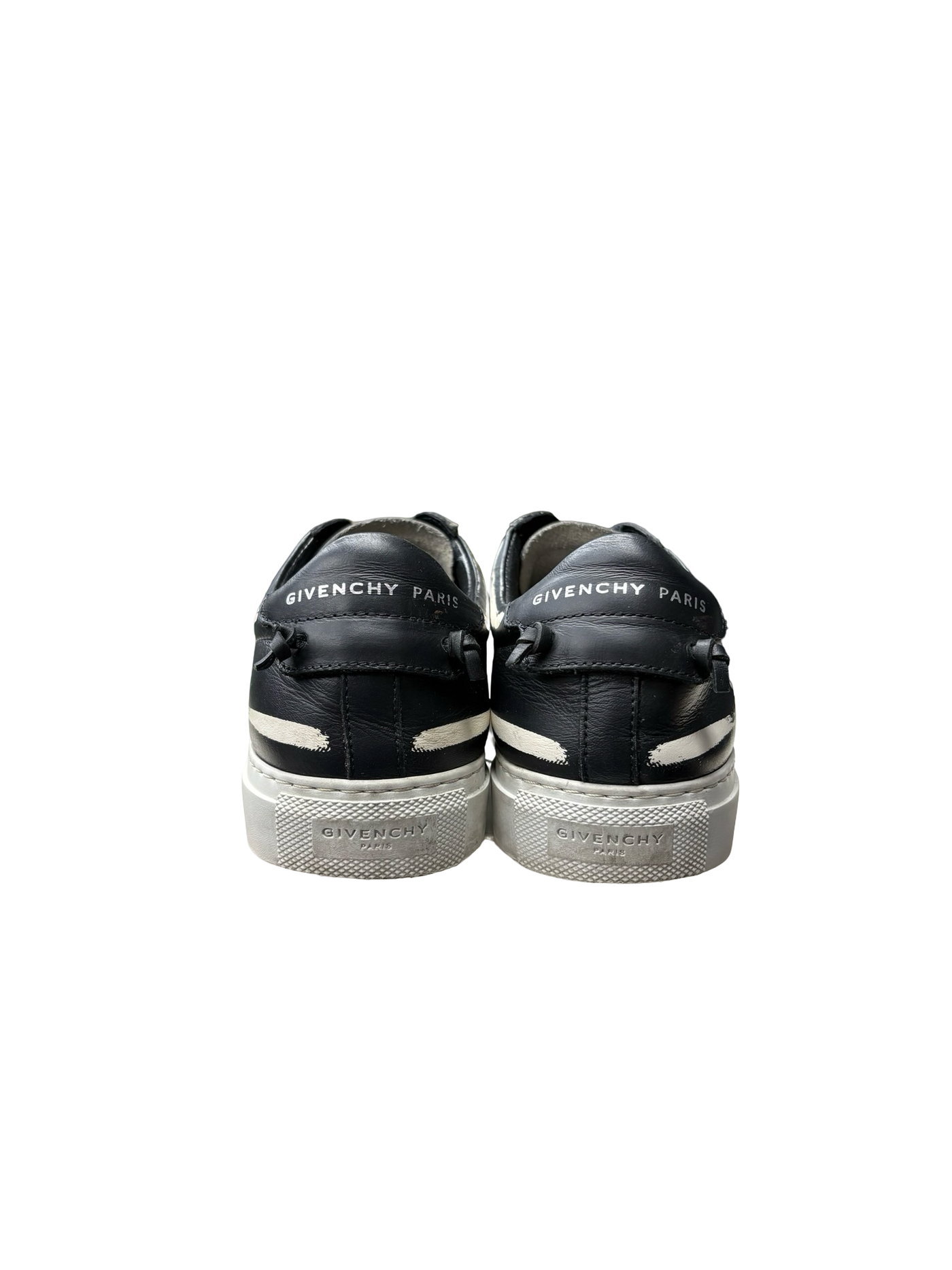 Givenchy Black Leather Urban Street Low Top Sneakers Black/White