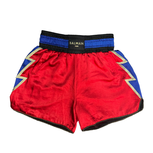 Puma x Balmain Satin Boxing Shorts Red Blue