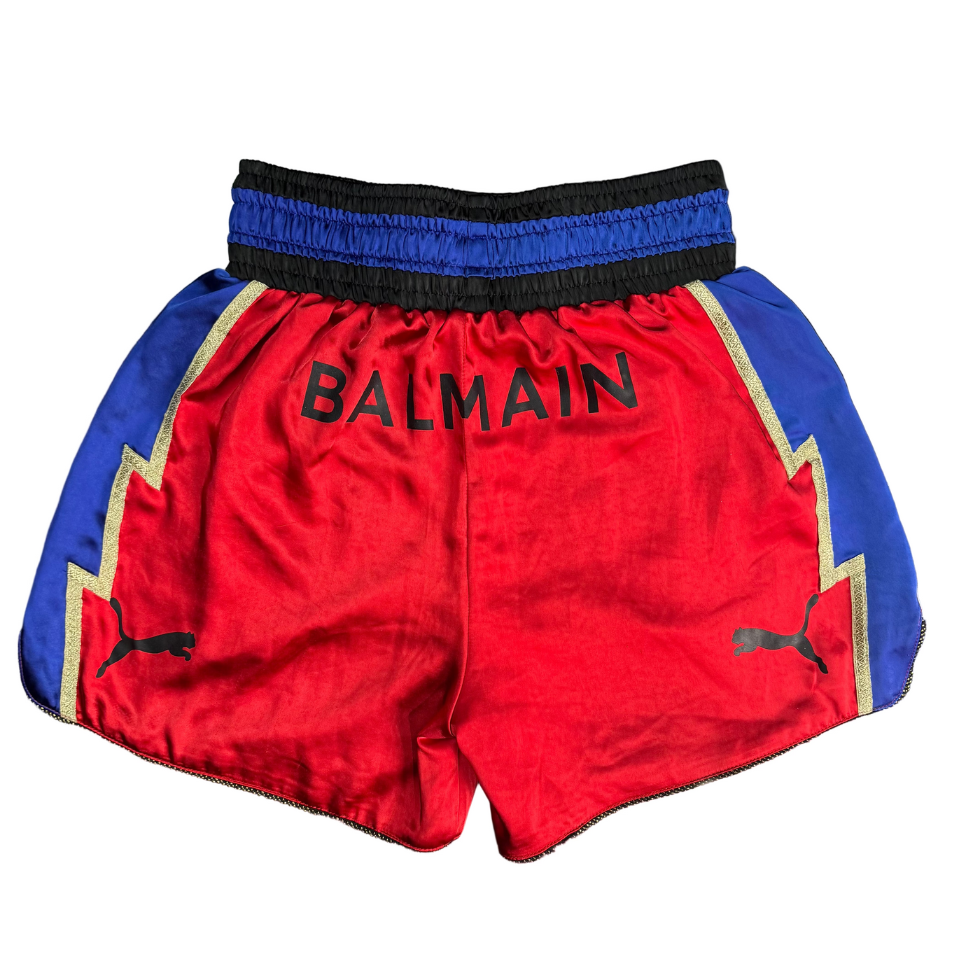 Puma x Balmain Satin Boxing Shorts Red Blue
