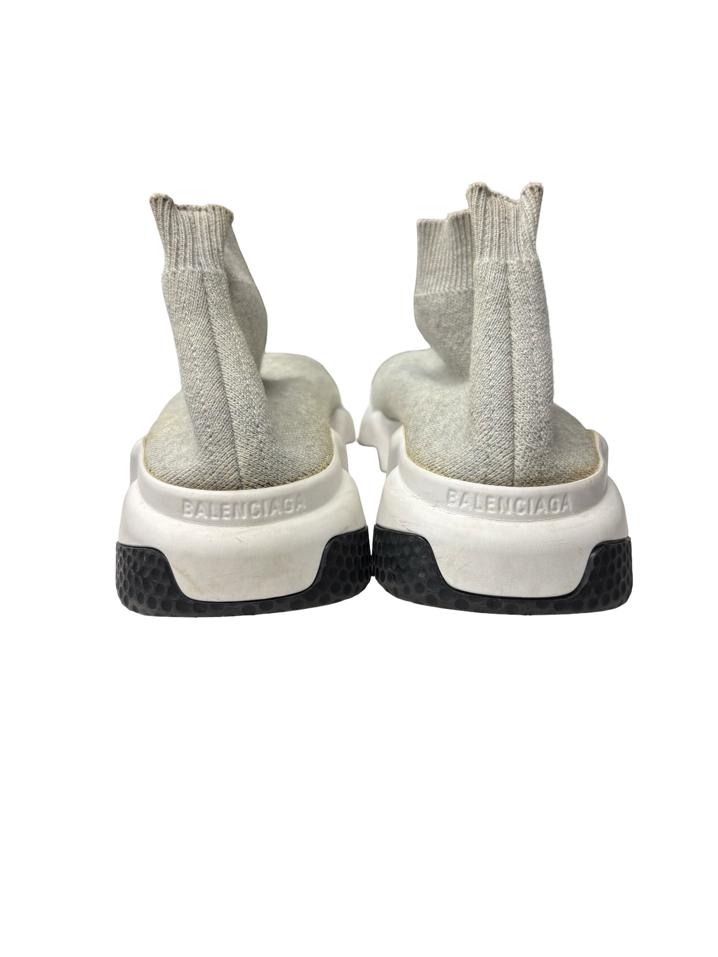 Balenciaga Speed Trainers Knit Slip On High Top Sneakers Grey