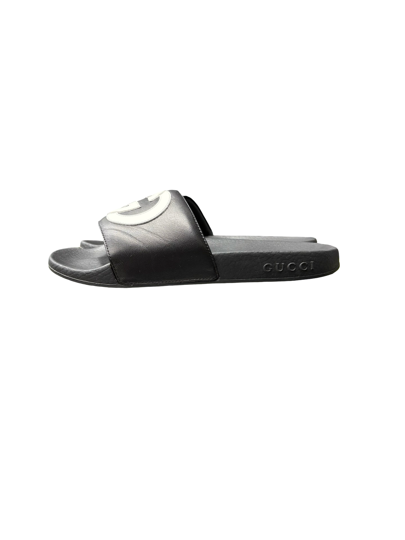 Gucci Interlocking G Slides Black/White Logo