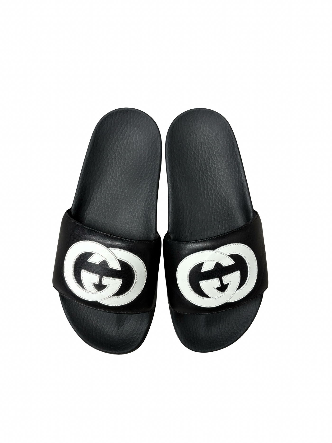 Gucci Interlocking G Slides Black/White Logo