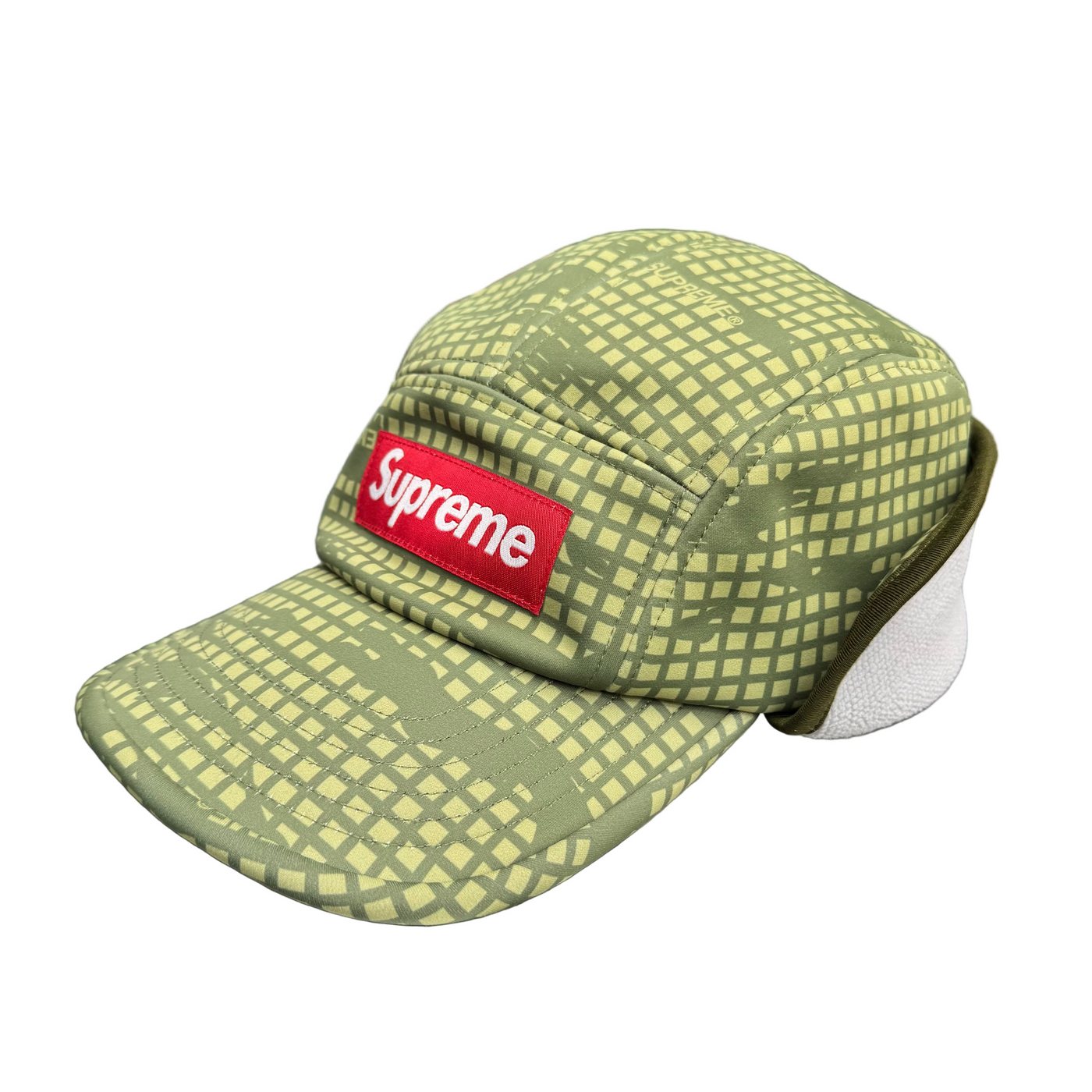 Supreme Windstopper Earflap Camp Cap Olive Grid Camo