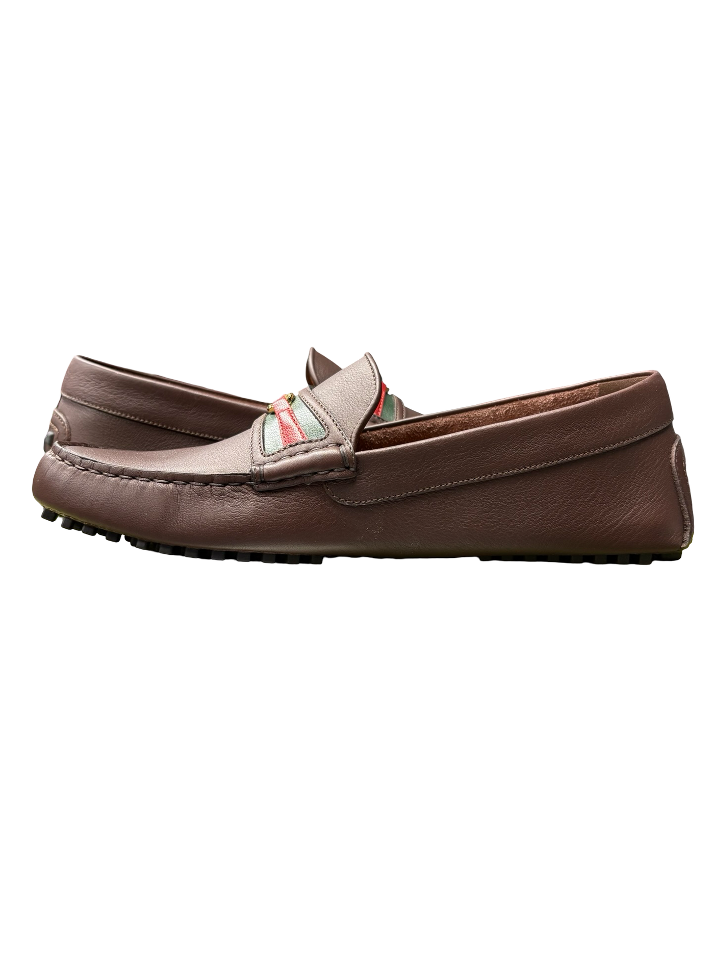 Gucci Aryton Web Stripe Leather Moccasins