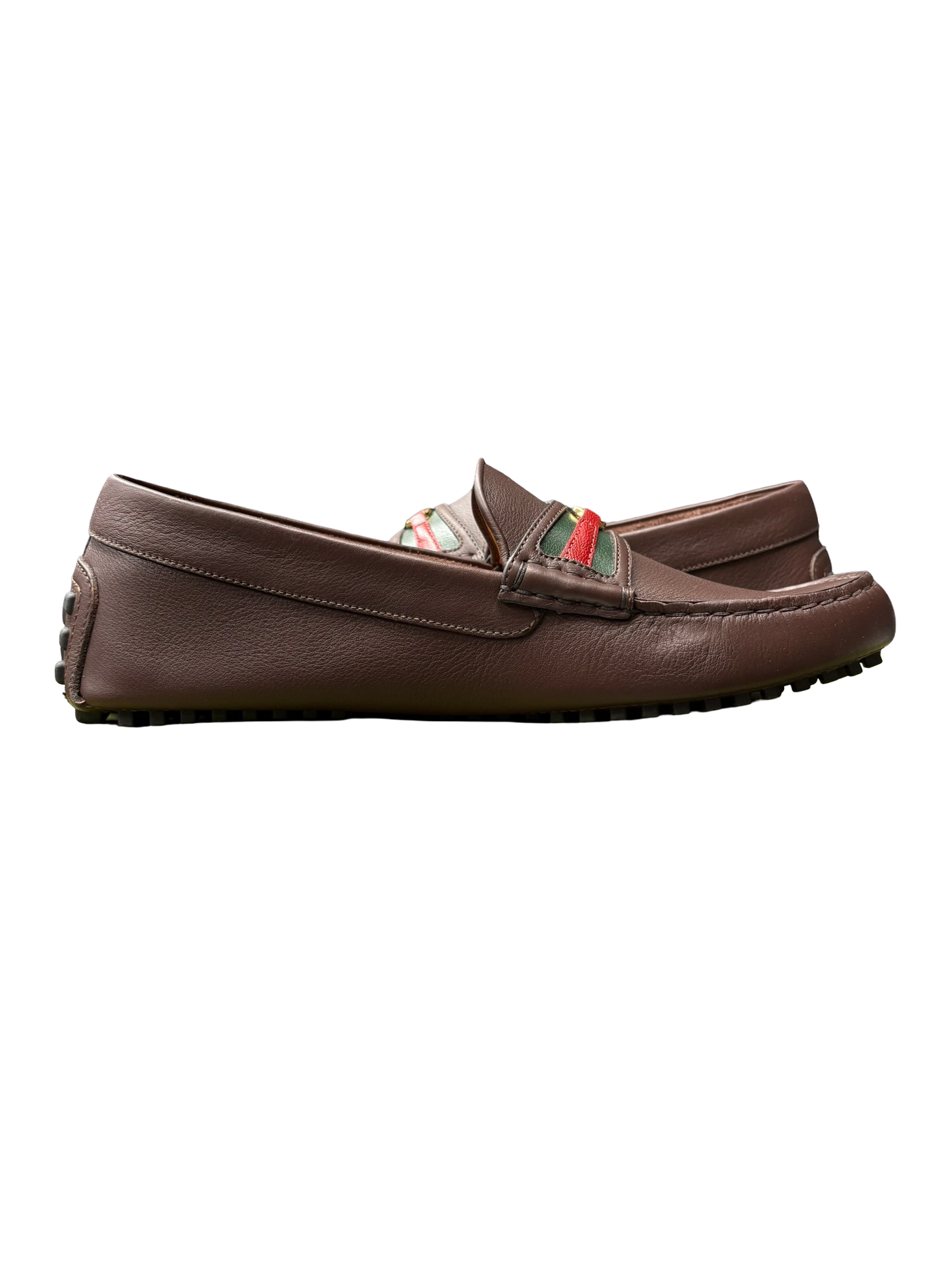 Gucci Aryton Web Stripe Leather Moccasins