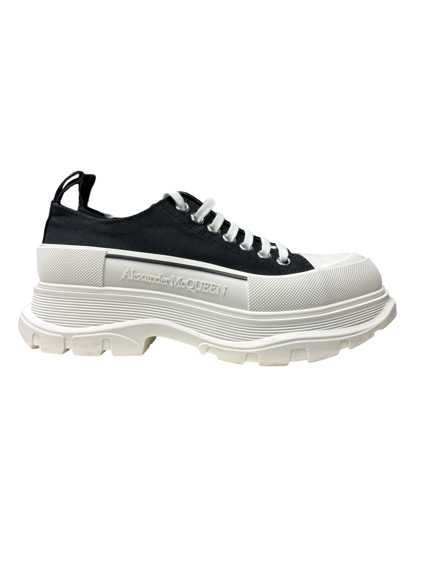 Alexander McQueen Tread Slick Lace-Up Sneakers Black/White