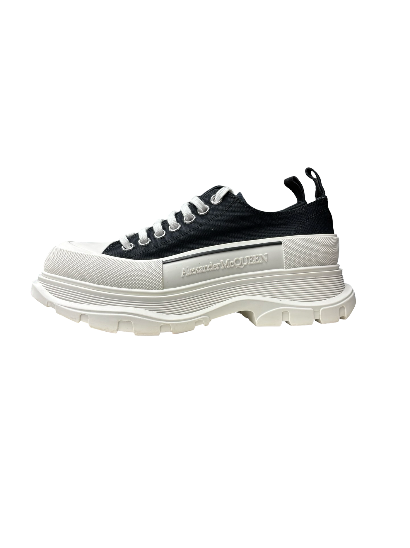 Alexander McQueen Tread Slick Lace-Up Sneakers Black/White