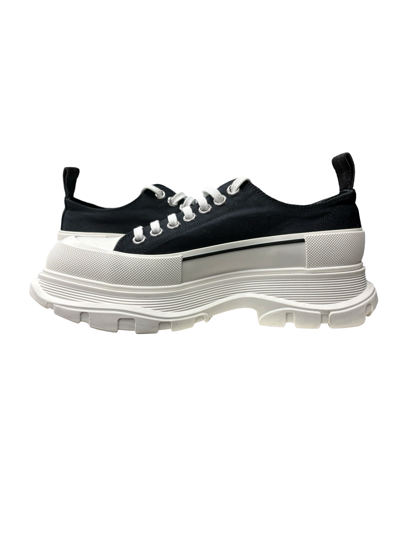 Alexander McQueen Tread Slick Lace-Up Sneakers Black/White